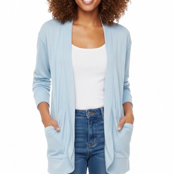 J. Crew Sweaters - J.Crew Open Front Cardigan Soft loungewear  Pale Pastel Blue Sweater Size L